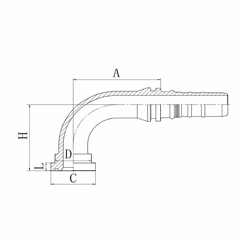 87393 Hydraulic 90 Degree SAE 3000 Psi Hose Flange Fitting