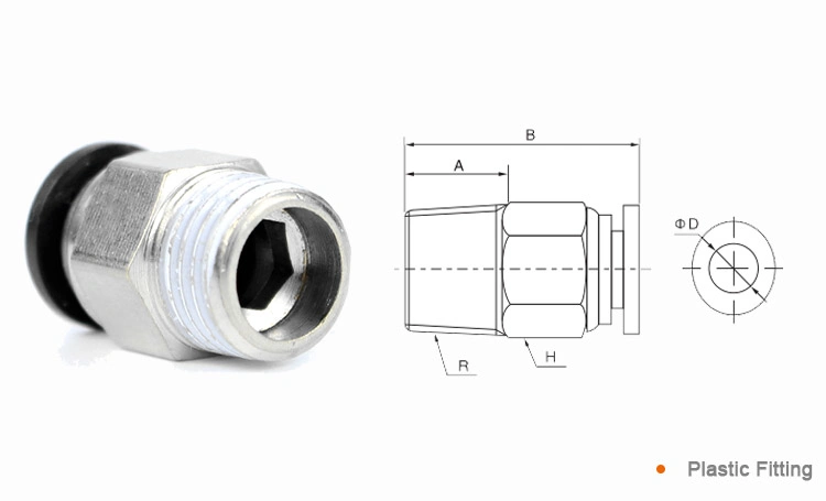 Plastic Brass Pneumatic Hose Fittings One Touch Fitting Quick Connectors PC 4-01 PC4-M8 NPT G Bsp Thread